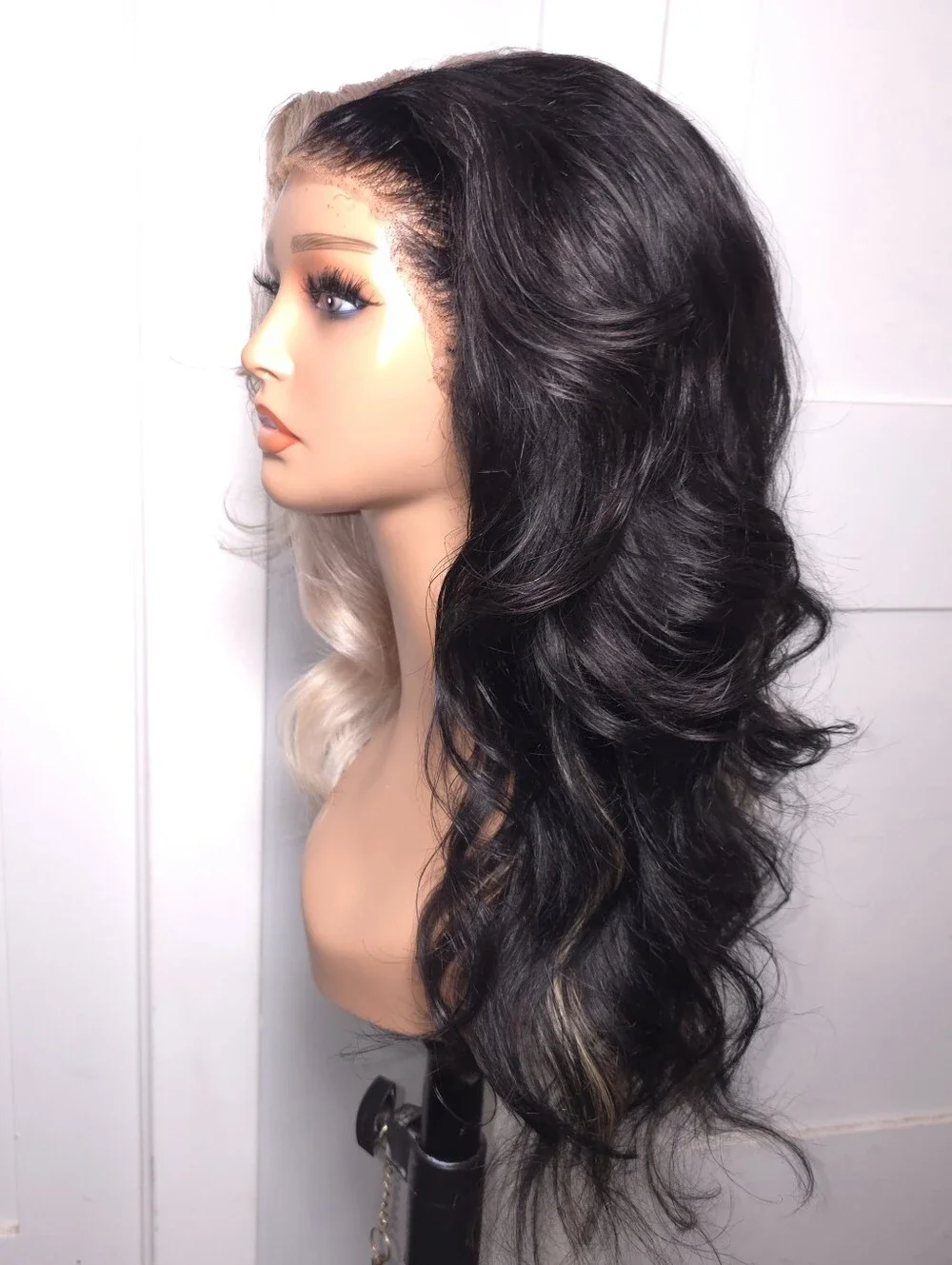 100% Human Hair 13x4 Cruella DeVille/Black & White Split Wig